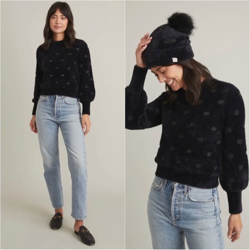 Marine Layer Black Textured Crew Neck Sweater